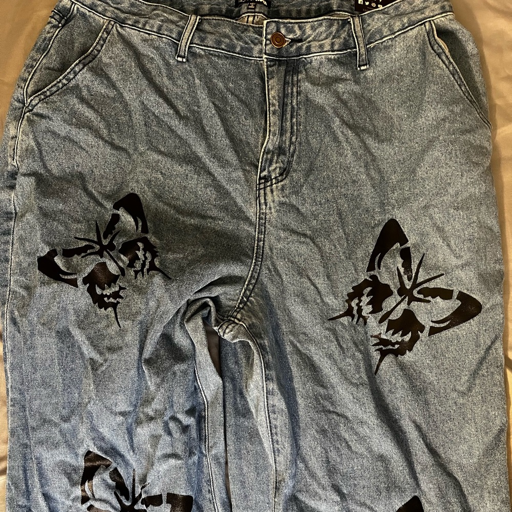 Fashion nova butterfly pants brand new with tags straight leg baggy fit
